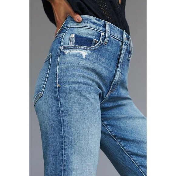 NWT Anthropologie The Selvedge Vintage Straight Jeans 27P $298 Blue Petite - Picture 4 of 9